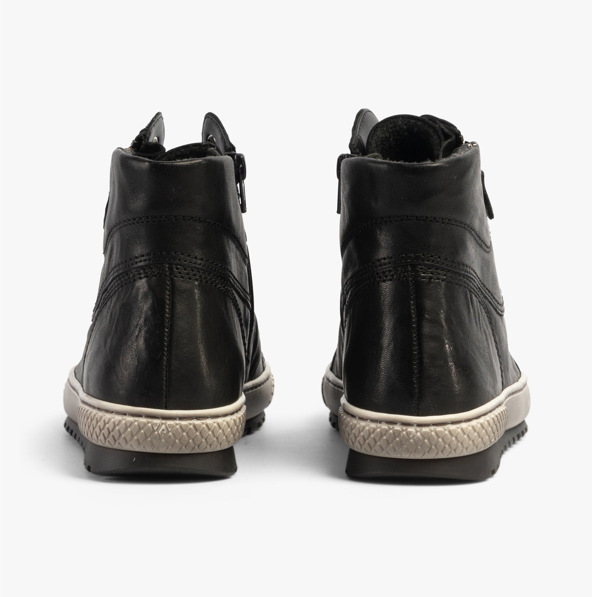 Gabor BULNER Womens Ankle Boots Black rear view showing lace-up design and flat heel.