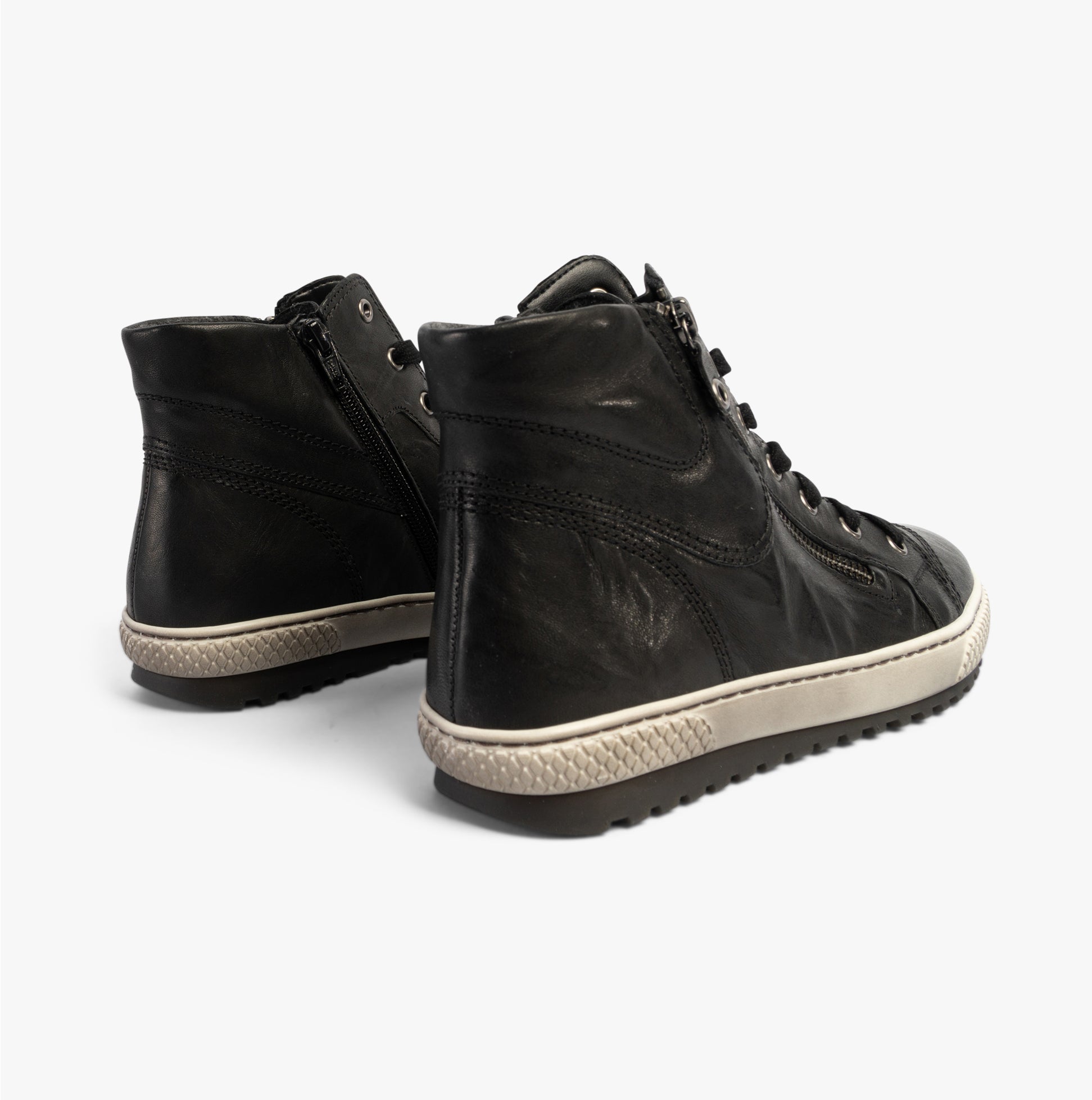 Gabor BULNER Womens Ankle Boots Black - Side view showing rear detail and lace-up design on a flat rubber sole.