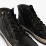 Gabor BULNER Womens Ankle Boots Black detail view showing lace-up style and side zipper in black leather.