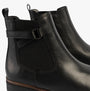 Gabor NOLENE Womens Ankle Boots Black side view highlighting smooth leather and elastic panel features.