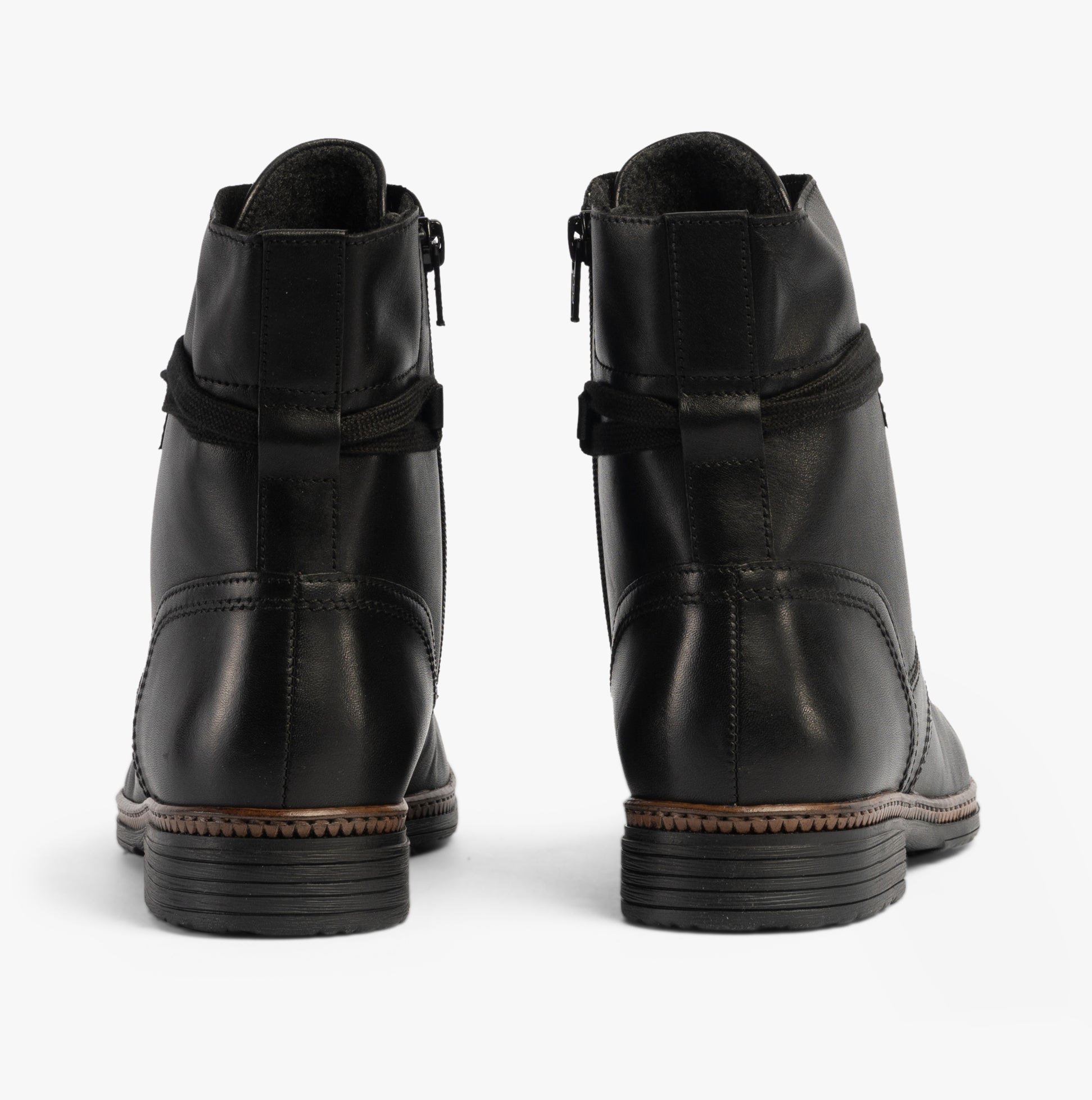 Gabor NERISSA Womens Ankle Boots Black back view showcasing the leather upper and flat heel design.