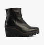 Gabor UTOPIA Womens Ankle Boots Black side view showing leather upper and wedge heel design.