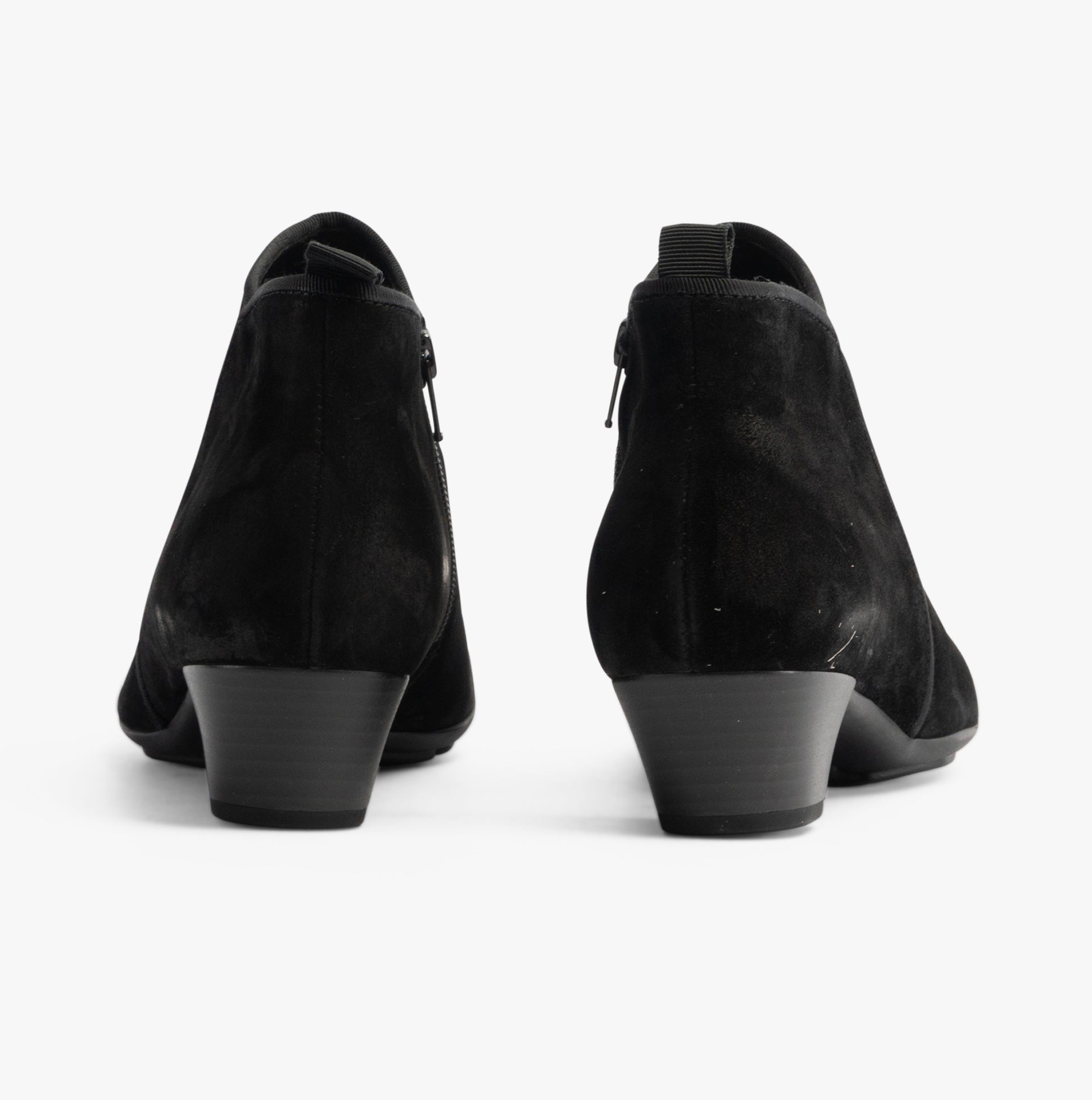Gabor TRUDY Womens Boots Black rear view with block heel and zip closure in suede material.