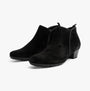 Gabor TRUDY Womens Boots Black side view, stylish suede ankle boots with a zip closure and a low block heel.