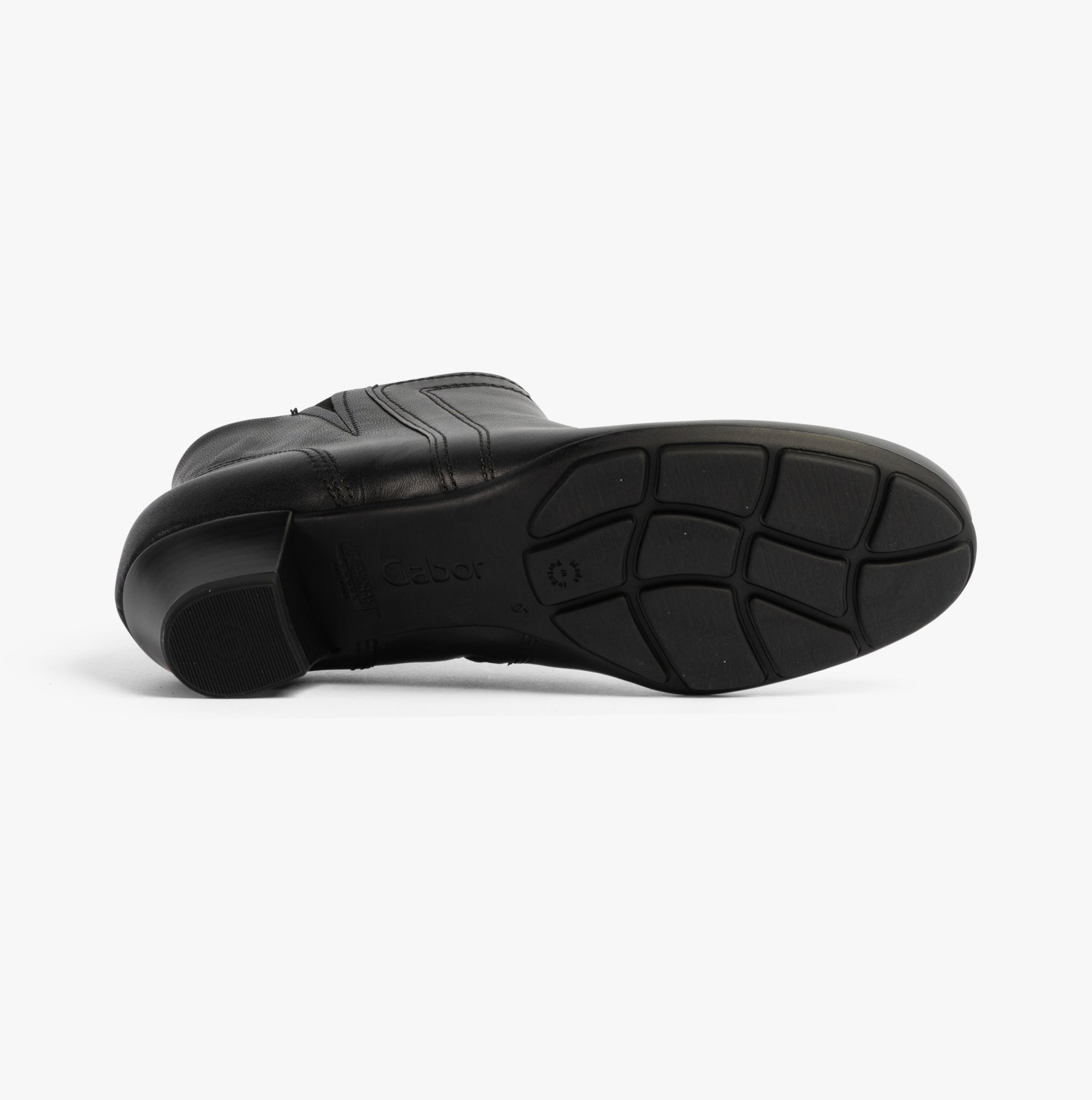 Gabor HERITAGE Womens Boots Black bottom view showcasing rubber sole and detailed tread design.
