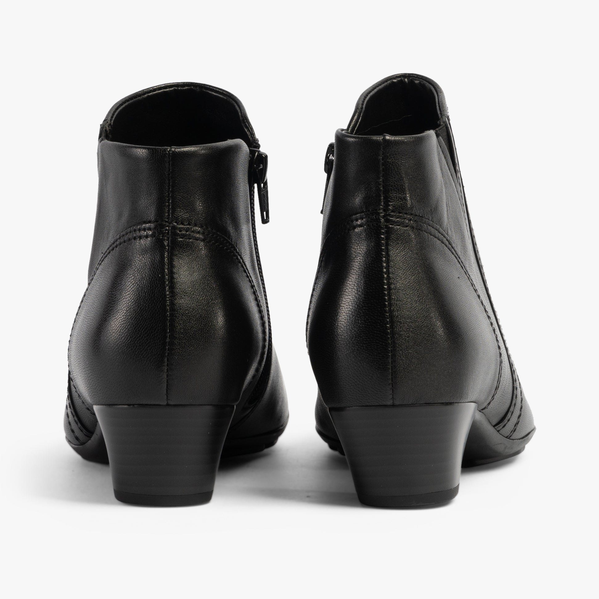 Gabor HERITAGE Womens Boots Black rear view showing sleek leather finish and block heel design.