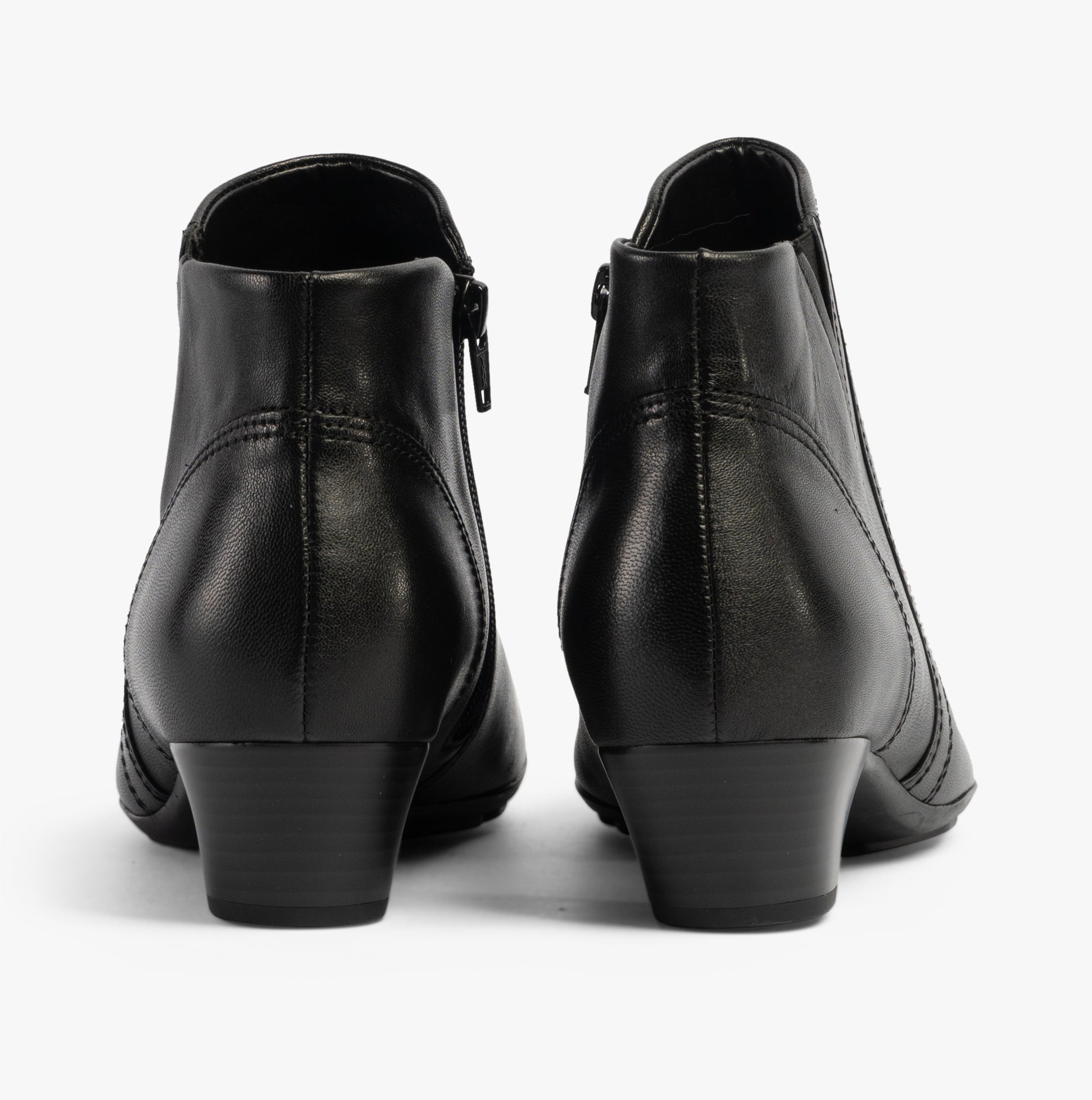Gabor HERITAGE Womens Boots Black rear view showing sleek leather finish and block heel design.