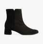 Gabor ABBEY Womens Boots Black side view showing suede upper, block heel, and zip closure design.
