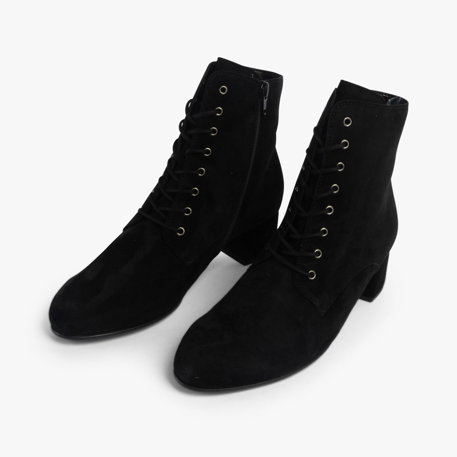 Gabor ASPEN Womens Boots Black side view showing lace-up design and block heel.