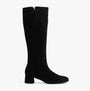 Gabor ASHBY Womens Boots Black side view showcasing tall suede design and block heel.