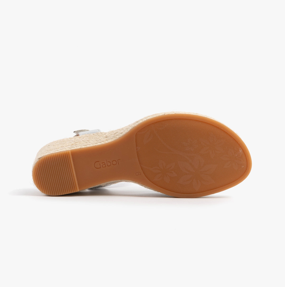 Gabor MOON Womens Sandals Silver bottom view with detailed rubber sole design.