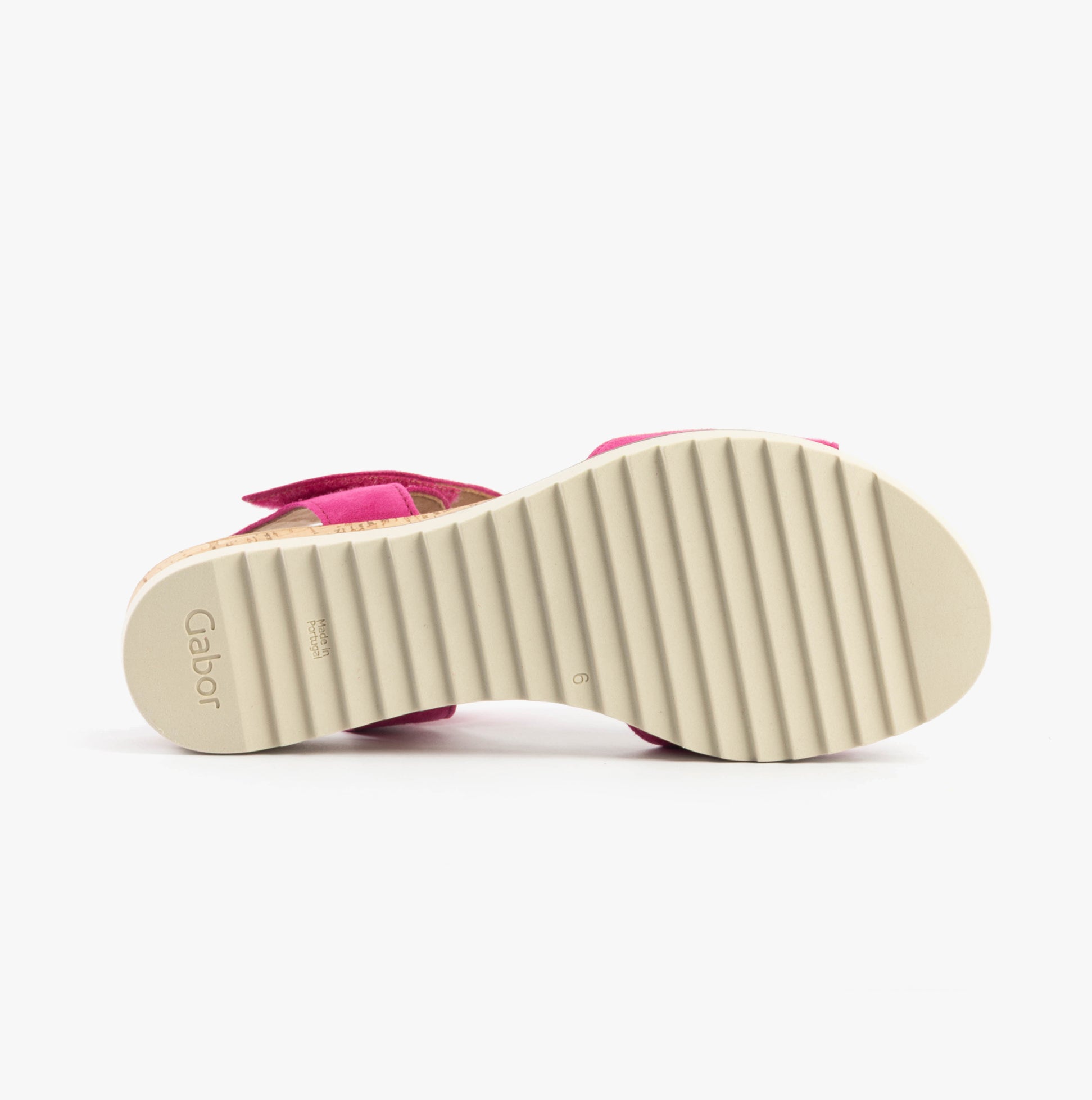 Gabor RAYNOR Womens Sandals Pink bottom view showcasing rubber sole and wedge heel design.