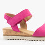 Gabor RAYNOR Womens Sandals Pink side view showcasing the suede upper and wedge heel design.