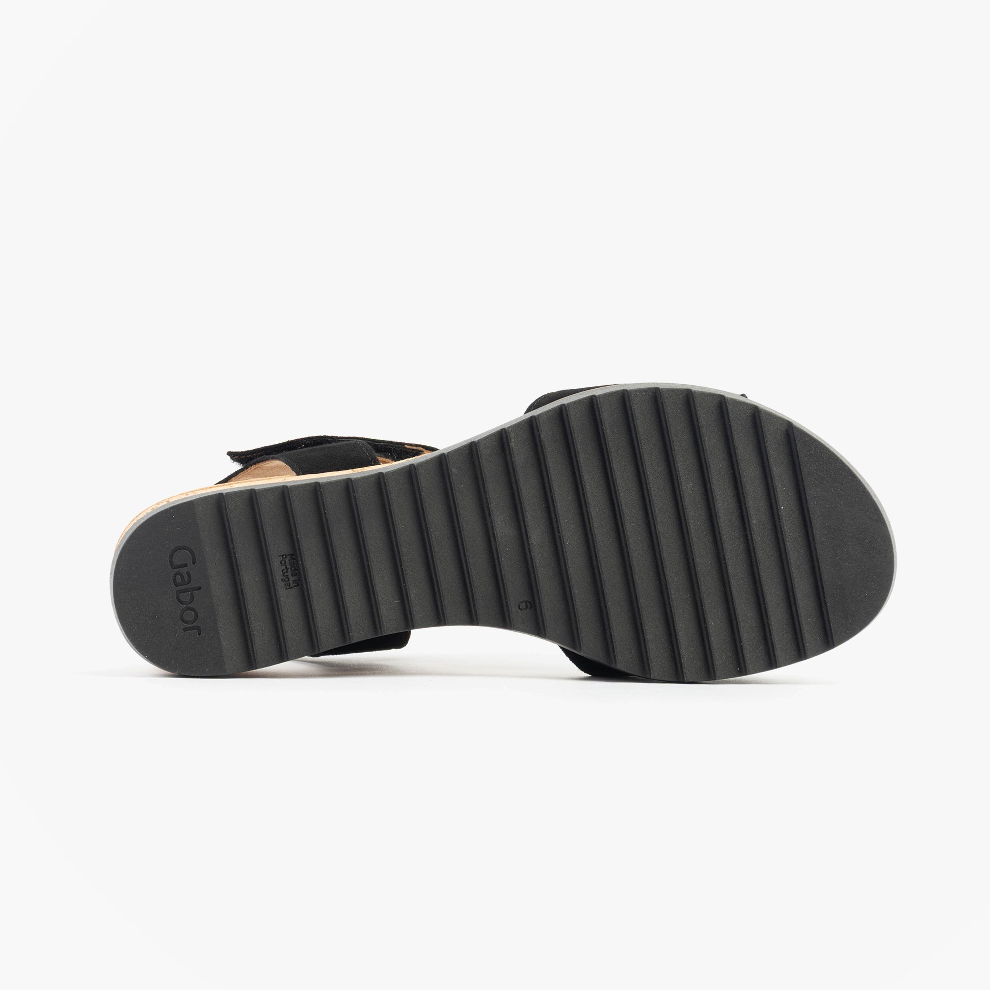 Gabor RAYNOR Womens Sandals Black bottom view showing rubber sole and textured pattern.