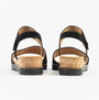 Gabor RAYNOR Womens Sandals Black back view showcasing soft suede, cork wedge heel, and touch fasten strap.