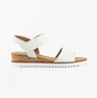 Gabor RAYNOR Womens Sandals White side view showcasing suede upper, lightweight wedge heel and touch fasten closure.