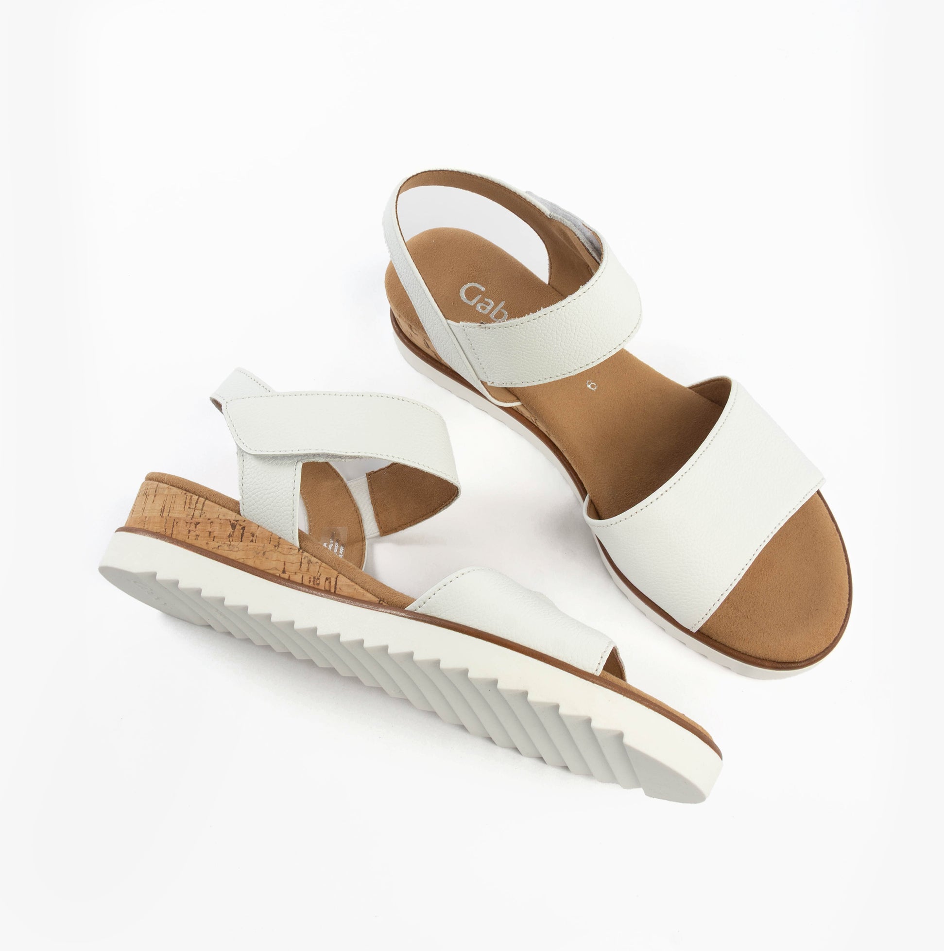 Gabor RAYNOR Womens Sandals White side view and sole detail, showcasing comfort and lightweight design.