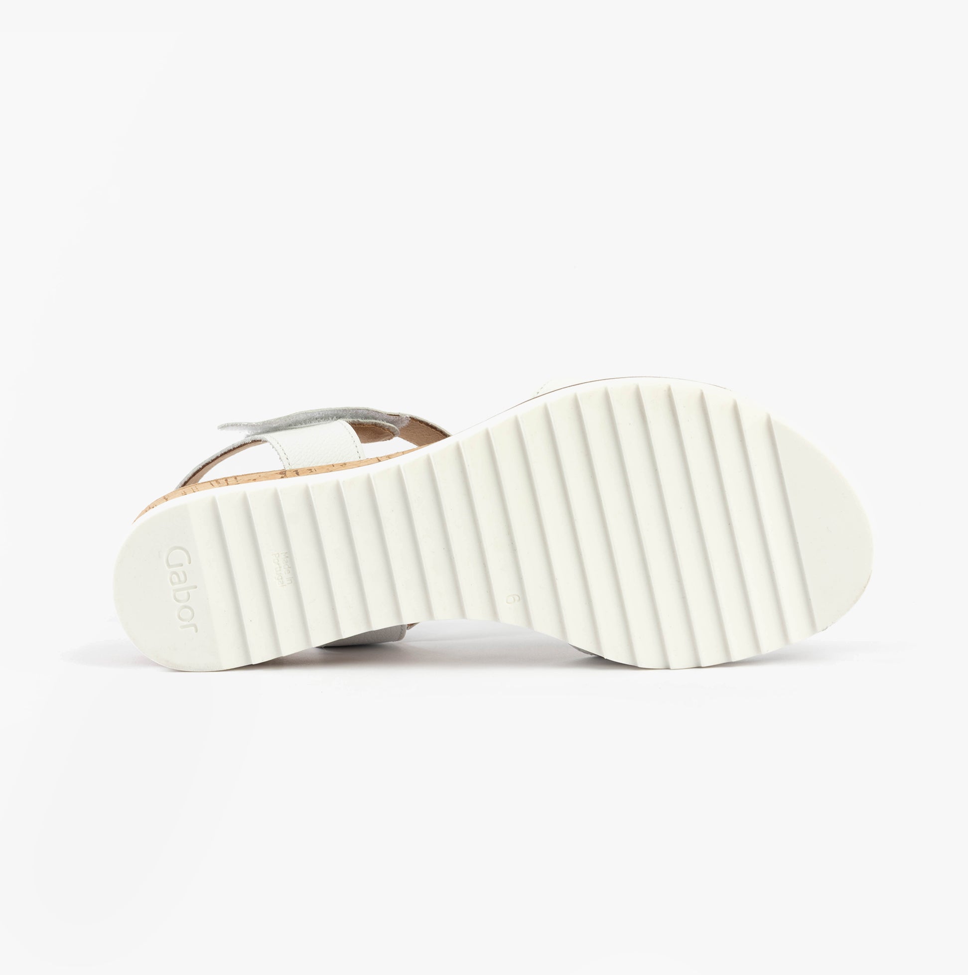 Gabor RAYNOR Womens Sandals White bottom view showing rubber sole design and lightweight construction.