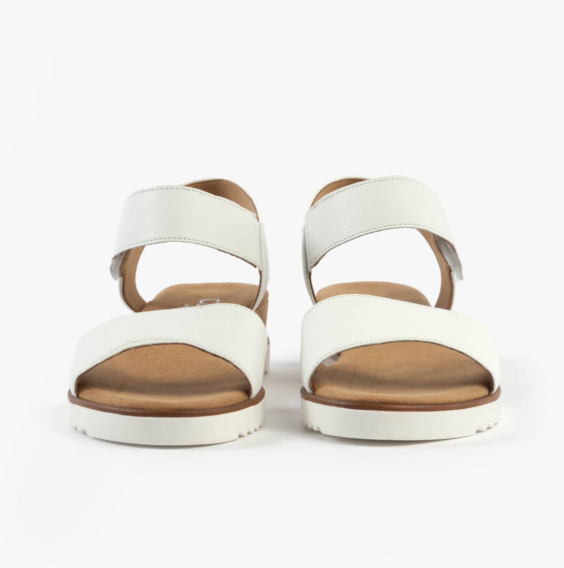 Gabor RAYNOR Womens Sandals White front view showing suede upper and rubber sole for comfort and lightweight wear.