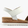 Gabor RAYNOR Womens Sandals White side view, featuring a wedge heel, suede upper, and touch fastening.