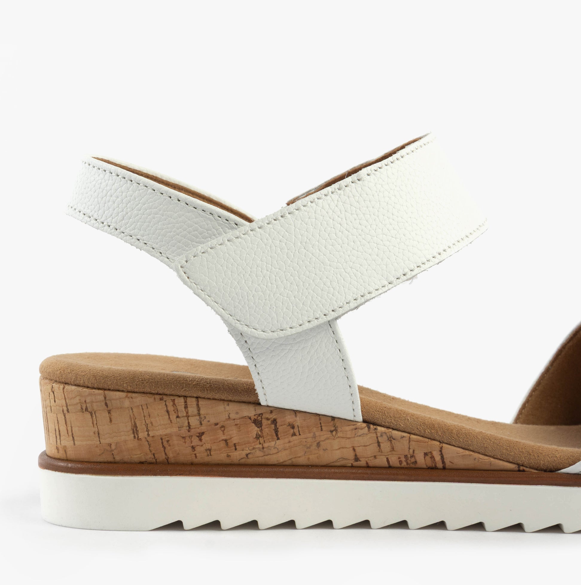 Gabor RAYNOR Womens Sandals White side view, featuring a wedge heel, suede upper, and touch fastening.