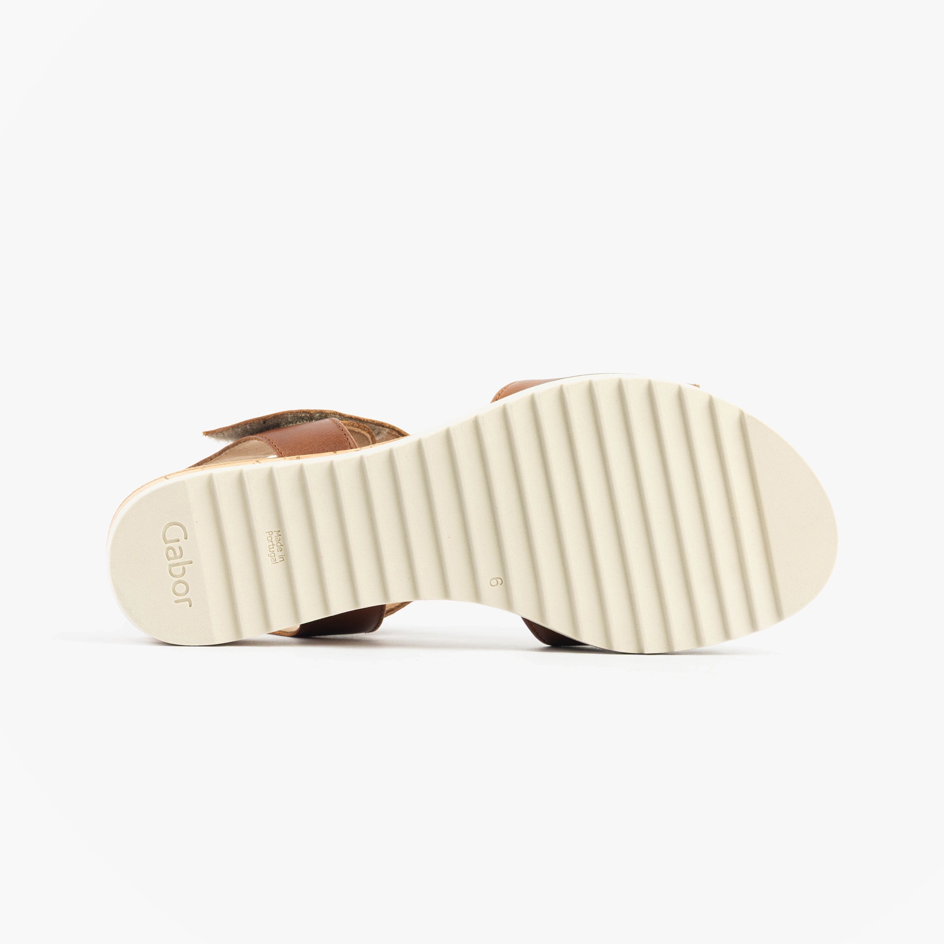 Gabor RAYNOR Womens Sandals Camel bottom view showing rubber sole with textured design.