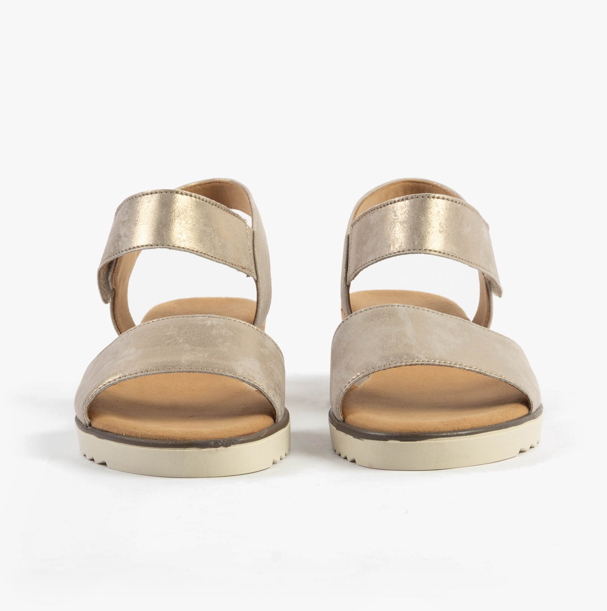 Gabor RAYNOR Womens Sandals Mushroom front view showcasing suede upper and wedge heel design.