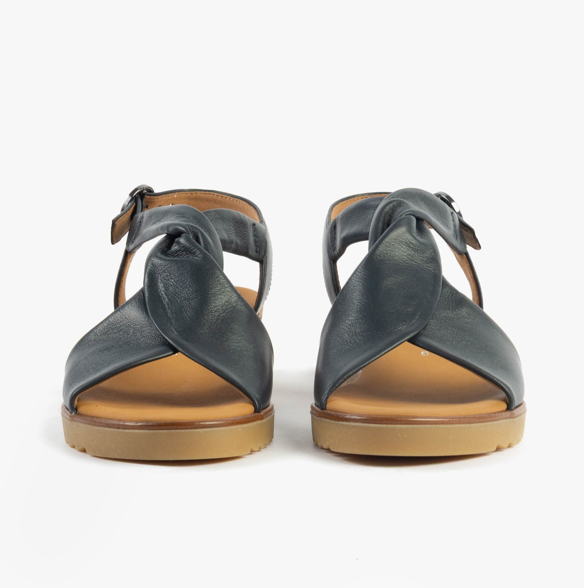 Gabor RICH Womens Sandals Dark Navy rear view showcasing leather upper and buckle closure.