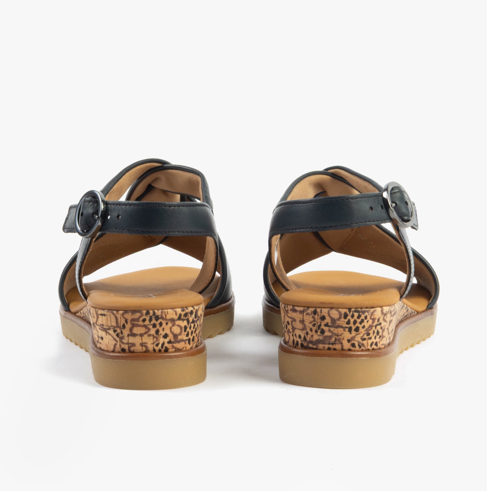 Gabor RICH Womens Sandals Dark Navy rear view with buckle and patterned sole details.