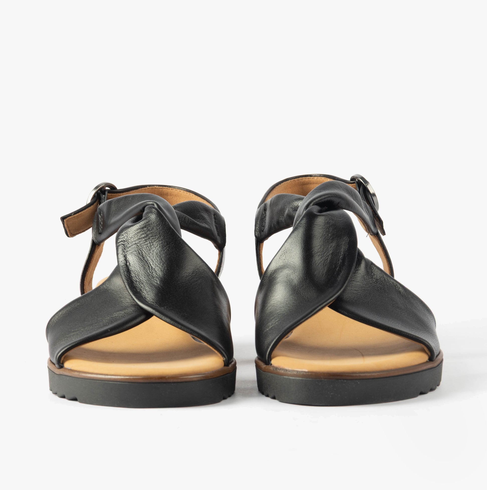 Gabor RICH Womens Sandals Black back view showcasing leather upper, buckle closure, and lightweight design.