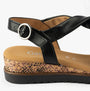 Gabor RICH Womens Sandals Black side view showing leather upper, textile lining, and wedge heel.