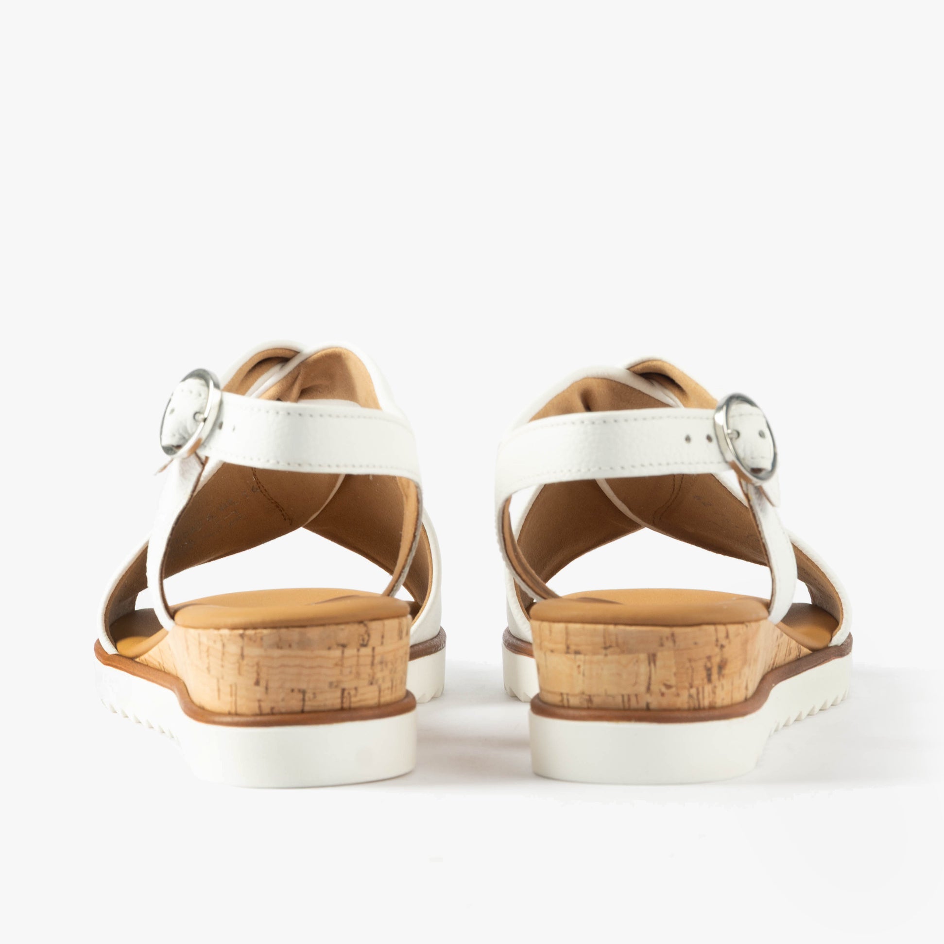 Gabor RICH Womens Sandals White back view showcasing wedge heel and buckle design.