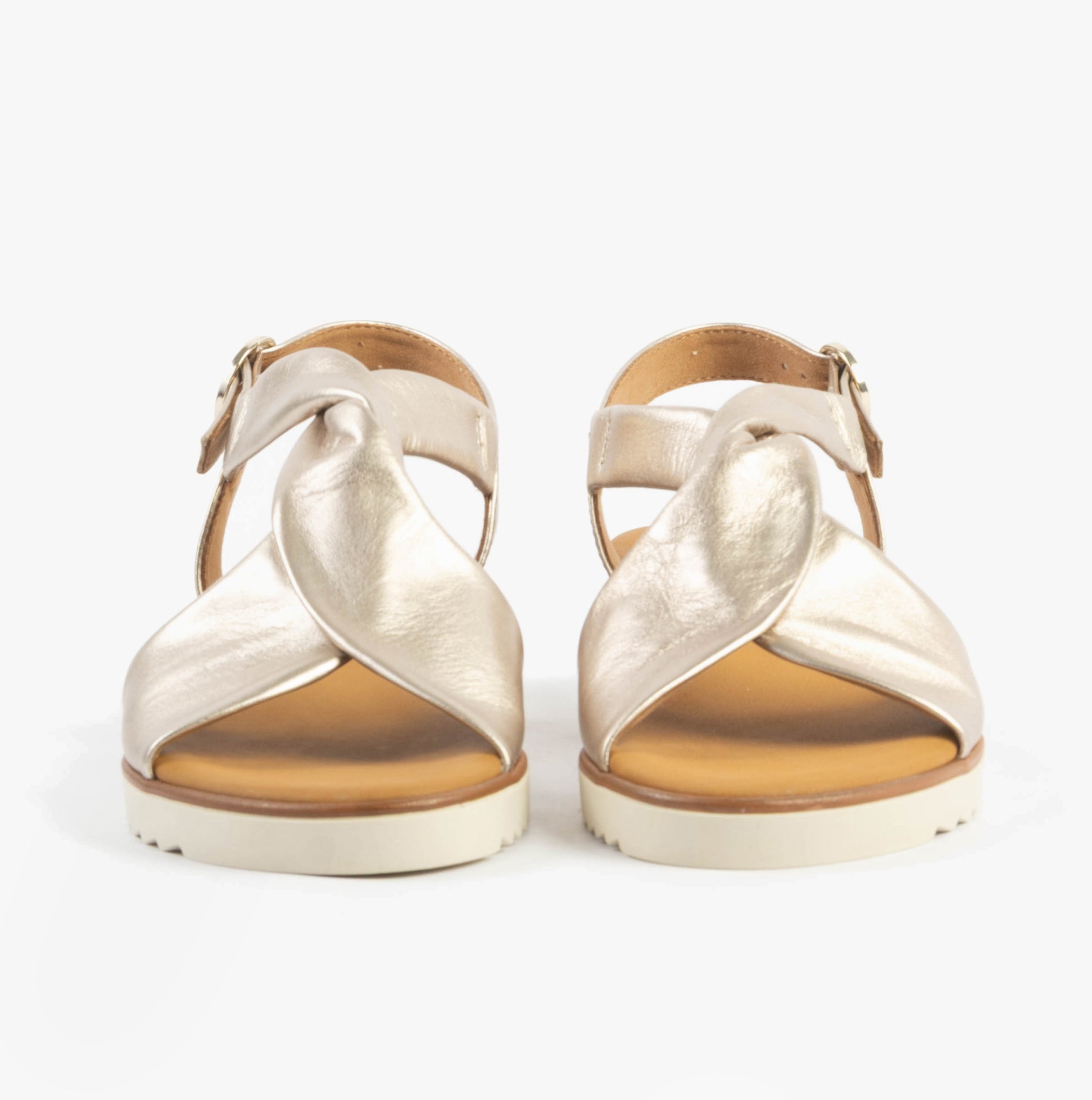 Gabor RICH Womens Sandals Beige back view featuring leather upper and lightweight wedge sole.