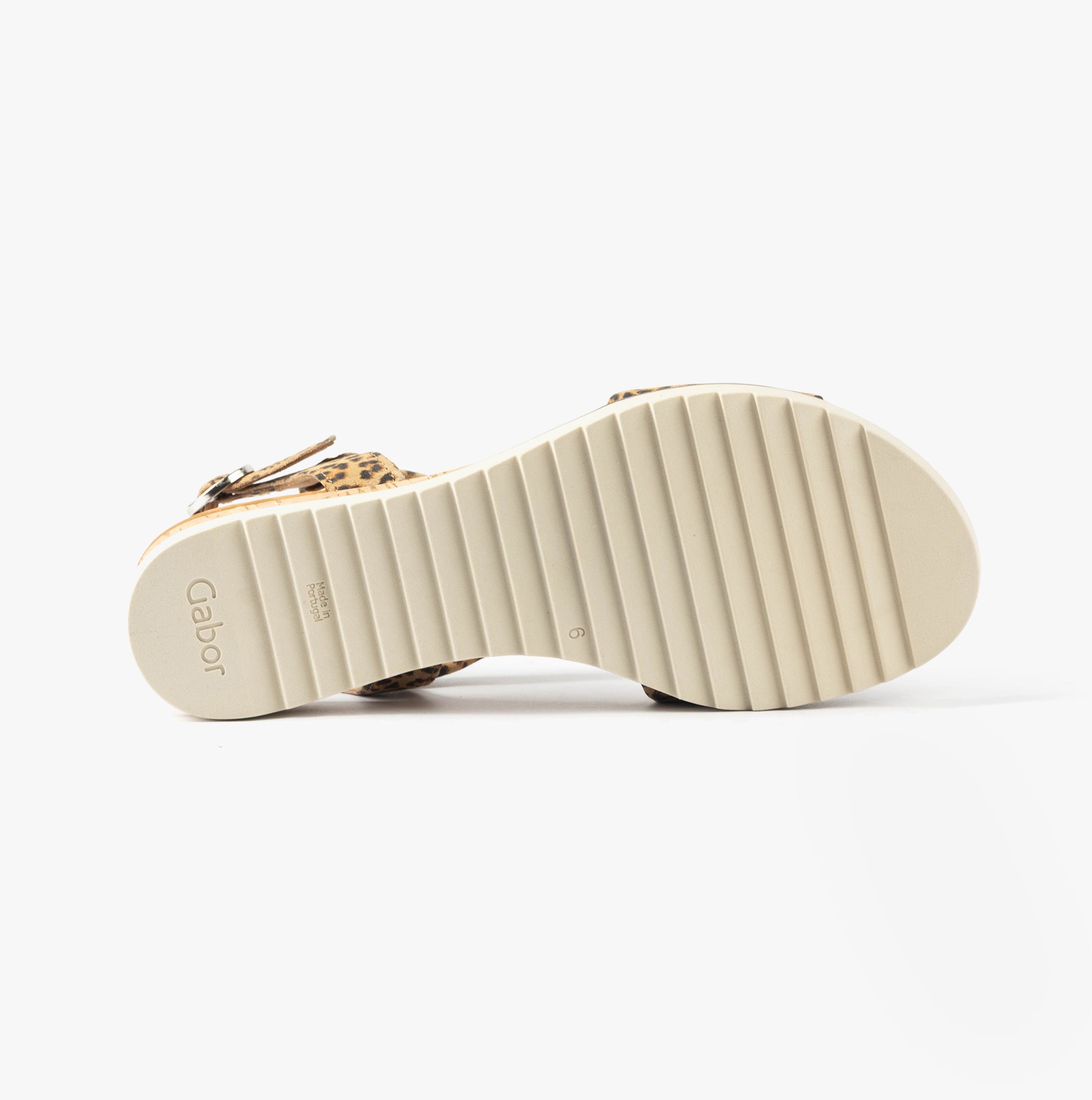 Gabor RICH Womens Sandals Medium Brown bottom view showing lightweight rubber sole and brand markings.