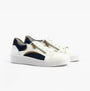 Gabor WEMO Womens Trainers White side view featuring casual leather design and rubber sole with lace-up and zip closure.