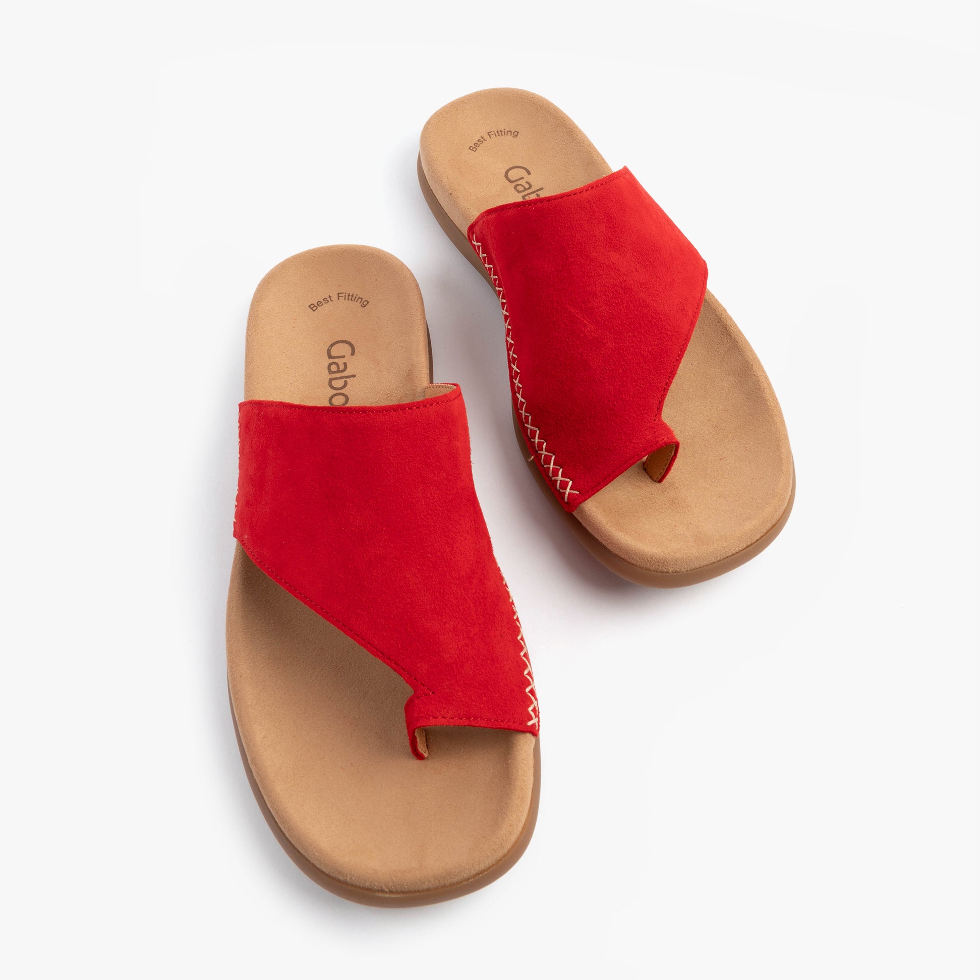 Gabor LANZAROTE Womens Sandals Red top view showcasing the soft leather upper and slip-on design.