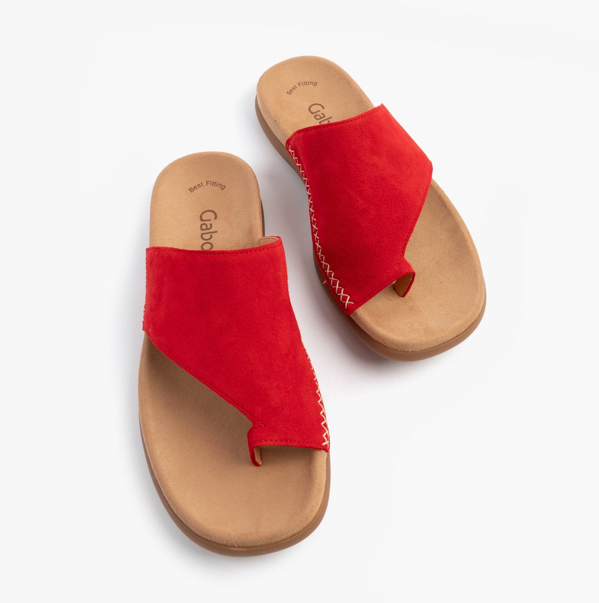 Gabor LANZAROTE Womens Sandals Red top view showcasing the soft leather upper and slip-on design.