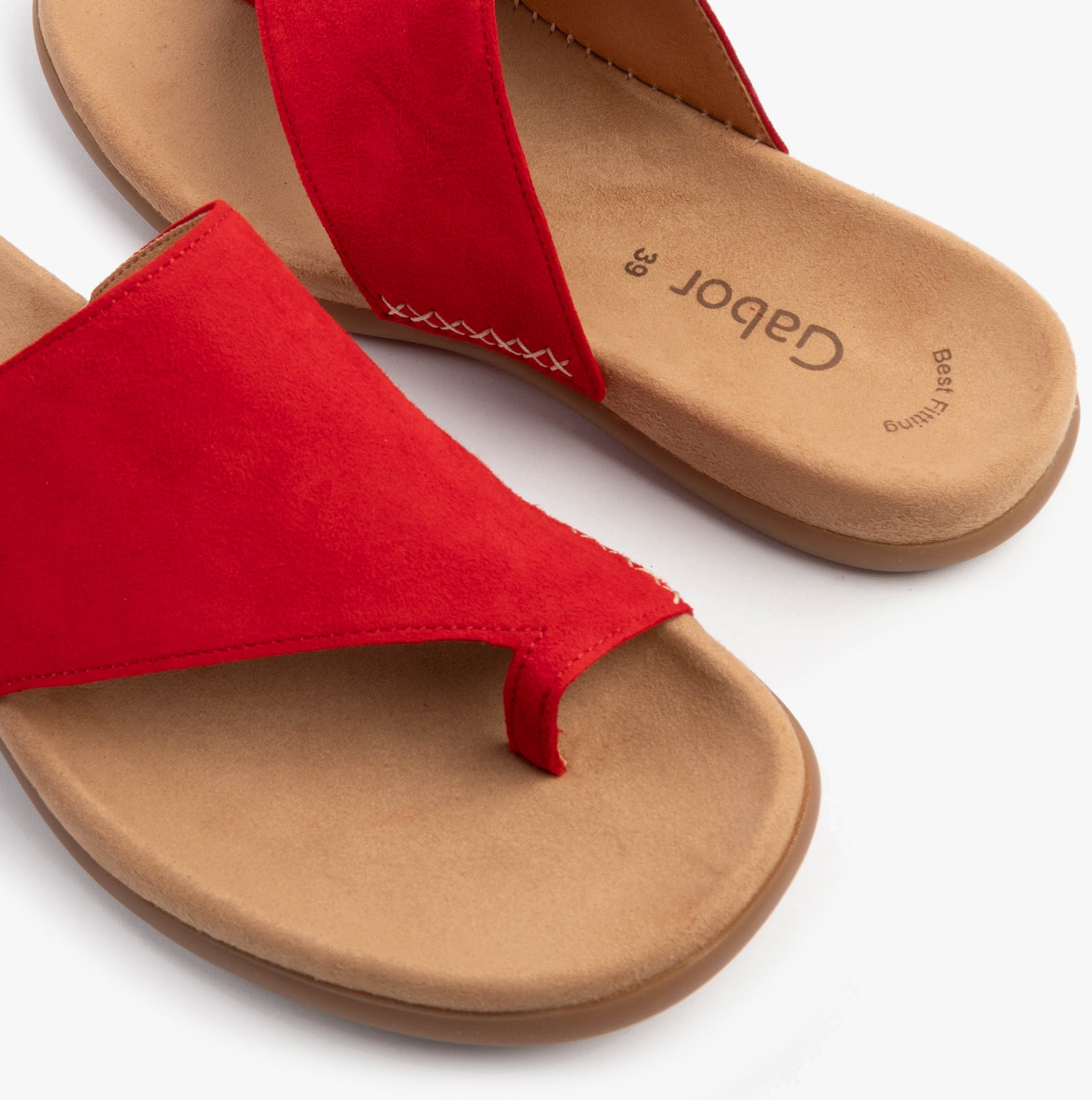 Gabor LANZAROTE Womens Sandals Red top view showing red leather upper and rubber sole details.