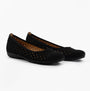 Gabor RUFFLE Womens Shoes Black side view with perforated upper and round toe, lightweight slip-on ballerina style.