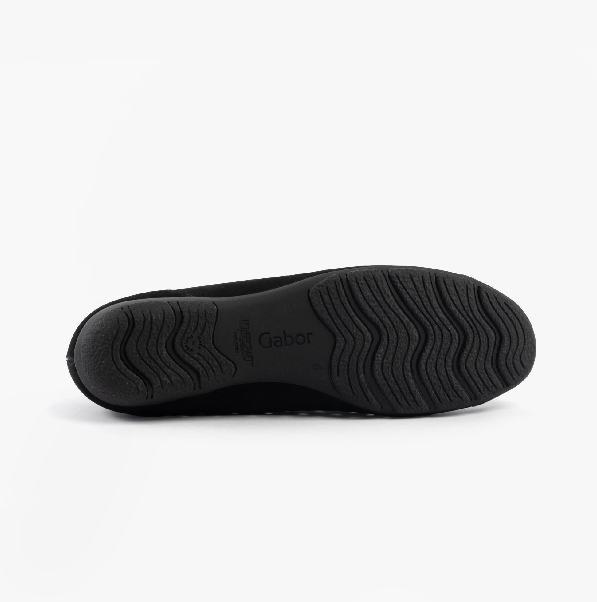 Gabor RUFFLE Womens Shoes Black sole view, highlighting the rubber sole and grip design.