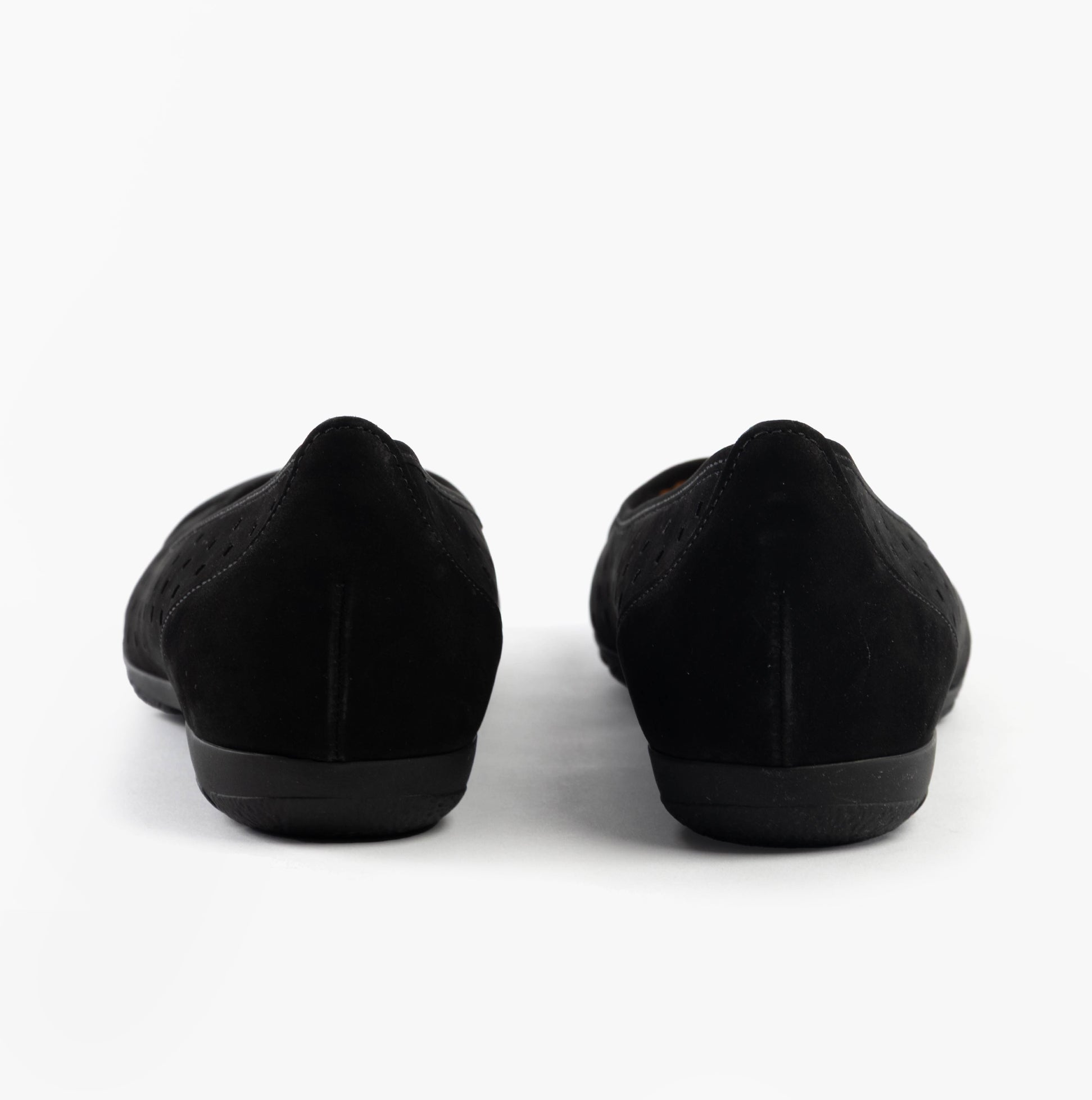 Gabor RUFFLE Womens Shoes Black back view showing flat sole and suede texture.