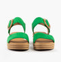 Gabor ANDRE Womens Sandals Green front view showcasing a suede upper and wedge heel detail.