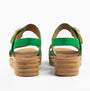 Gabor ANDRE Womens Sandals Green back view showing suede upper, leather lining, and wedge heel design.
