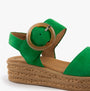 Gabor ANDRE Womens Sandals Green side view with suede upper, wedge heel, and buckle closure detail.