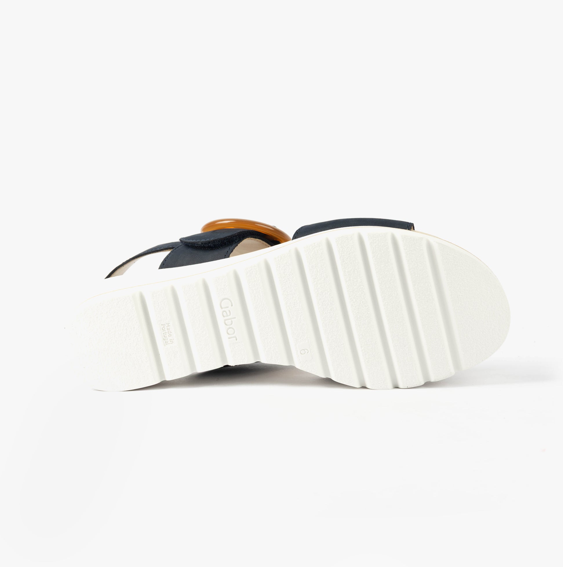 Gabor YEO Womens Sandals Blue bottom view featuring synthetic sole, lightweight design and breathable fastening.