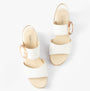 Gabor YEO Womens Sandals White top view showcasing leather upper, buckle detail, and comfortable wedge heel.