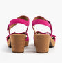 Gabor FANTASTICA Womens Sandals Pink rear view showcasing block heel and buckle closure in vibrant pink.