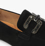 Gabor JACKIE Womens Shoes Black detail view showing suede upper and decorative buckle, highlighting comfort and lightweight design.