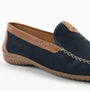 Gabor CALIFORNIA Womens Loafers Navy/New Whiskey side view showcasing suede upper and slip-on style.