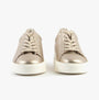 Gabor KEYSTONE Womens Trainers Beige front view, casual leather trainers with round toe and lace-up fastening.